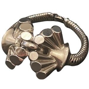 Vintage Coro Silver Plated Sculpture Scallop Shell Chunky Snake Chain Bracelet